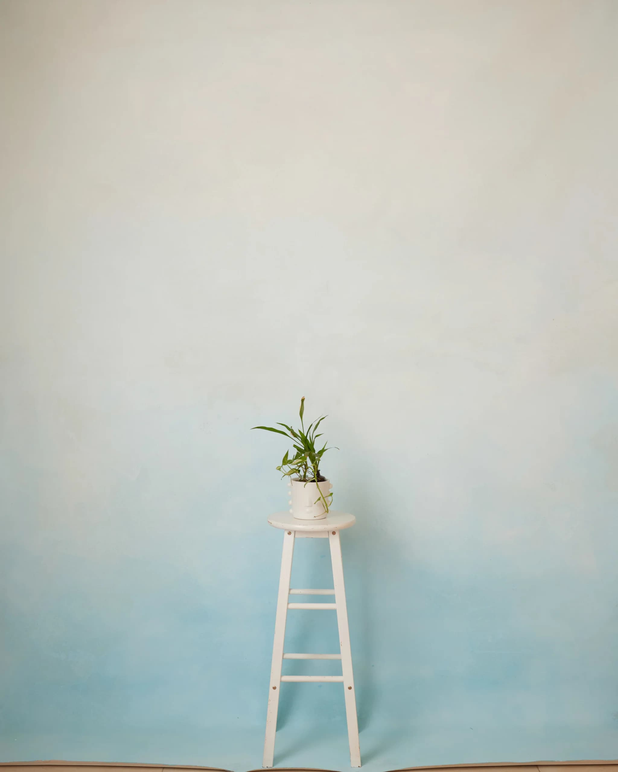 CB045R - Blue Ombre Large hand-painted canvas backdrop, view 1