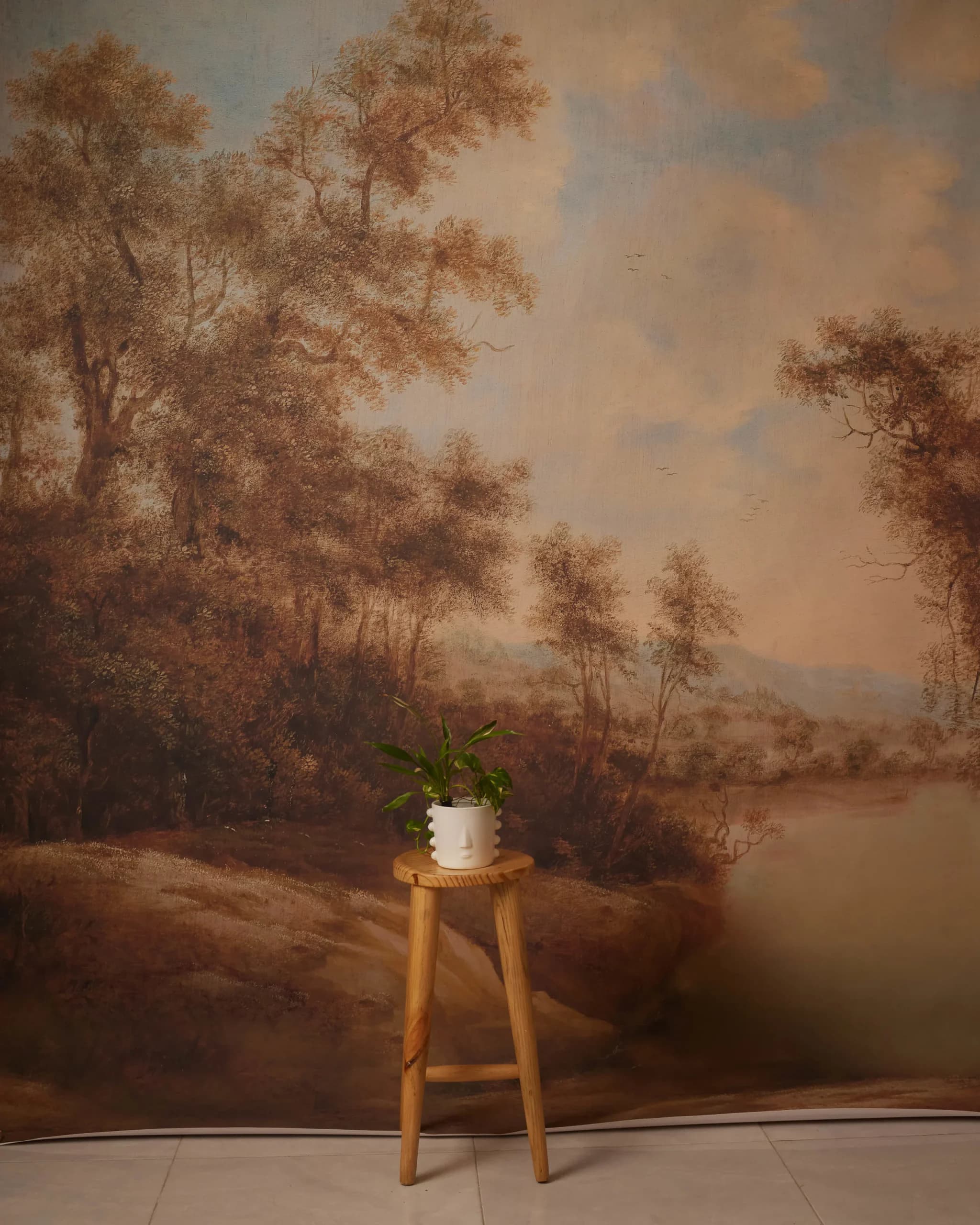 CB086RP - Sepia Vale hand-painted canvas backdrop, view 1
